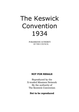 The Keswick Convention 1934