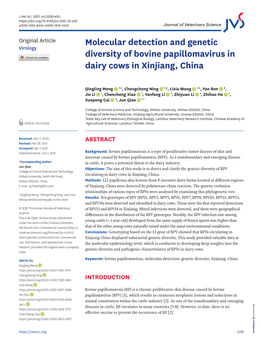 Molecular Detection and Genetic Diversity of Bovine Papillomavirus In