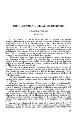 The Hungarian Mineral Occurrences