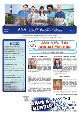 ANA - New York Nurse July 2019 Number 1 We Make a Difference for Nurses in New York State
