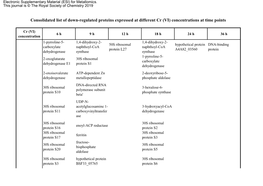 Consolidated List of Down-Regulated Proteins Expressed at Different Cr (VI) Concentrations at Time Points