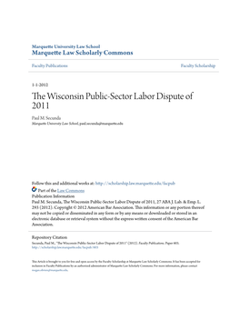 The Wisconsin Public-Sector Labor Dispute of 2011