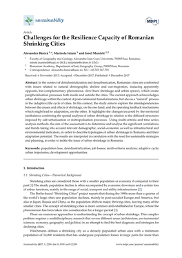 Challenges for the Resilience Capacity of Romanian Shrinking Cities