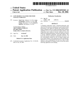 (12) Patent Application Publication (10) Pub. No.: US 2006/0293202 A1 Cate Et Al