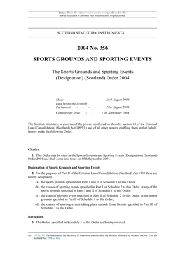 The Sports Grounds and Sporting Events (Designation) (Scotland) Order 2004