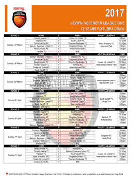 ROUND 1 HOME V AWAY HOST CLUB/VENUE TIME Sunday 12Th