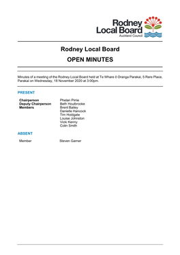 Minutes of Rodney Local Board