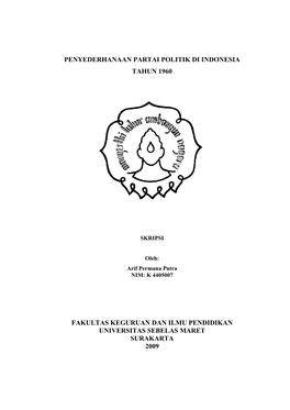 Penyederhanaan Partai Politik Di Indonesia Tahun 1960