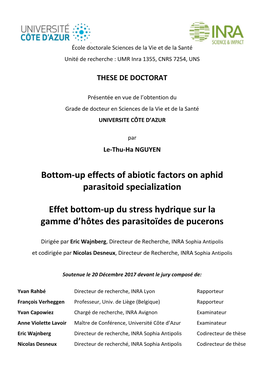 Bottom-Up Effects of Abiotic Factors on Aphid Parasitoid Specialization Effet