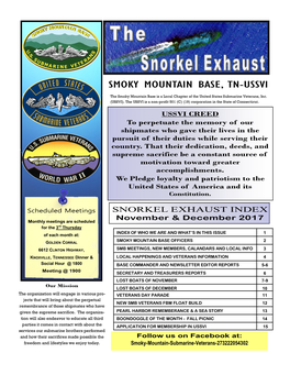 SMOKY MOUNTAIN BASE, TN-USSVI the Smoky Mountain Base Is a Local Chapter of the United States Submarine Veterans, Inc