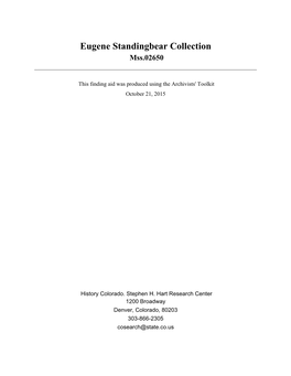 Eugene Standingbear Collection Mss.02650
