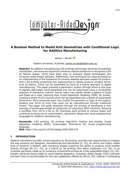 A Boolean Method to Model Knit Geometries with Conditional Logic for Additive Manufacturing