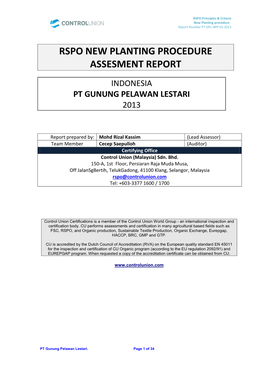 CB Assesment Report PT Gunung Pelawan Lestari 2013.Pdf