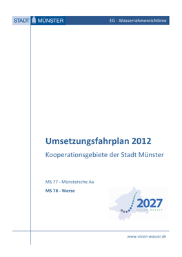 Umsetzungsfahrplan 2012 Kooperationsgebiete Der Stadt Münster