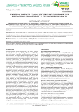 Synthesis of Some Novel Pyrazole Derivatives and Evaluation of Their Purification of Chromatography in Thin-Layer Chromatography