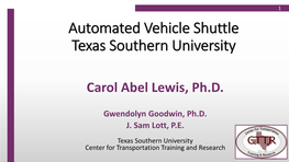 Automated Vehicle Shuttle Texas Southern University