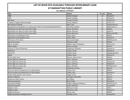 List of Book Kits Available Through Interlibrary Loan at Manhattan Public Library
