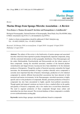 Marine Drugs from Sponge-Microbe Association—A Review