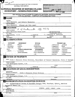 NATIONAL REGISTER of HISTORIC PLACES I INVENTORY-NOMINATION FORM I NAME LOCATION CLASSIFICATION OWNER of PROPERTY LOCATION of LE