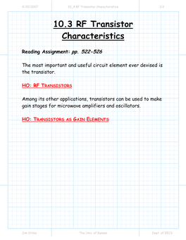 10.3 RF Transistor Characteristics