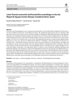 Lower Toarcian Ammonite and Foraminifera Assemblages in the San Miguel De Aguayo Section (Basque-Cantabrian Basin, Spain)