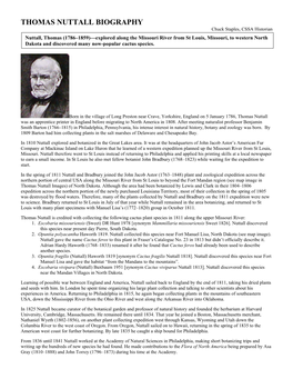 THOMAS NUTTALL BIOGRAPHY Chuck Staples, CSSA Historian