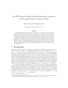 An RPO-Based Ordering Modulo Permutation Equations and Its Applications to Rewrite Systems