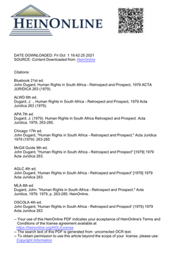 Human Rights in South Africa - Retrospect and Prospect, 1979 ACTA JURIDICA 263 (1979)