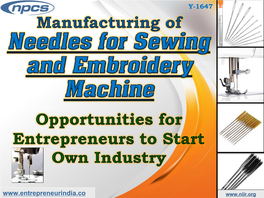 Manufacturing of Needles for Sewing and Embroidery Machine