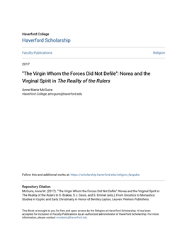 Norea and the Virginal Spirit in the Reality of the Rulers