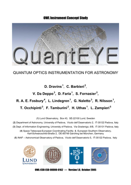 Quanteye: Quantum Optics Instrumentation for Astronomy