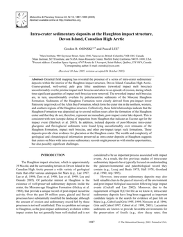 Intra-Crater Sedimentary Deposits at the Haughton Impact Structure, Devon Island, Canadian High Arctic