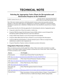 Selecting Appropriate Native Plants for Revegetation and Restoration