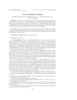 Dually Chordal Graphs∗