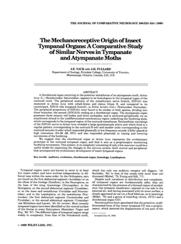 The Mechanoreceptive Origin of Insect Tympanal Organs: Acomparative Study of Similar Nervesintympanate Andatpnpanate Moths