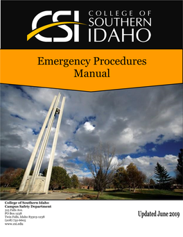 Emergency Procedures Manual Is Posted on the CSI Campus Safety Web Site: Http