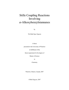 Stille Coupling Reactions Involving Α-Alkoxybenzylstannanes