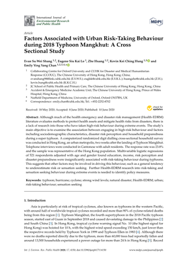 Factors Associated with Urban Risk-Taking Behaviour During 2018 Typhoon Mangkhut: a Cross Sectional Study