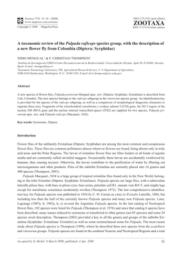 Zootaxa, a Taxonomic Review of the Palpada Ruficeps Species Group