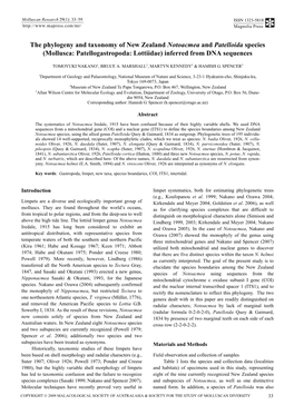 Molluscan Research, the Phylogeny And