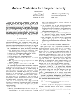 Modular Verification for Computer Security