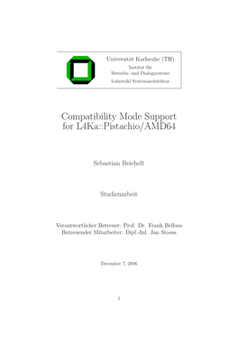 Compatibility Mode Support for L4ka::Pistachio/AMD64