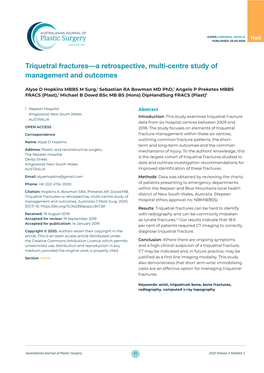 Triquetral Fractures—A Retrospective, Multi-Centre Study of Management and Outcomes