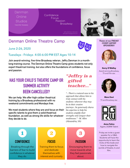 Denman Online Theatre Camp Flyer