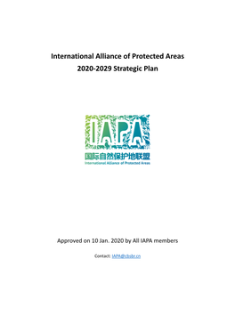 International Alliance of Protected Areas 2020-2029 Strategic Plan