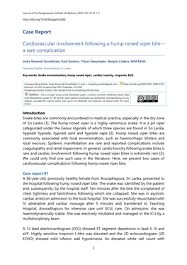 Case Report Cardiovascular Involvement Following a Hump