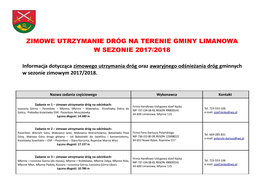 Zimowe Utrzymanie Dróg Na Terenie Gminy Limanowa W Sezonie 2017/2018