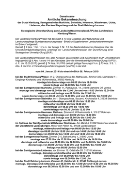 Gemeinsame Bekanntmachung Landschaftsrahmenplan