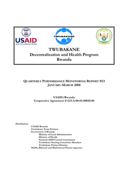 TWUBAKANE Decentralization and Health Program Rwanda