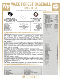 Wake Forest Notes